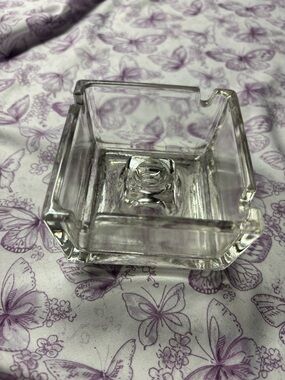 🗝️Vintage Kaj Franck Thick Cut Glass Square Ashtray